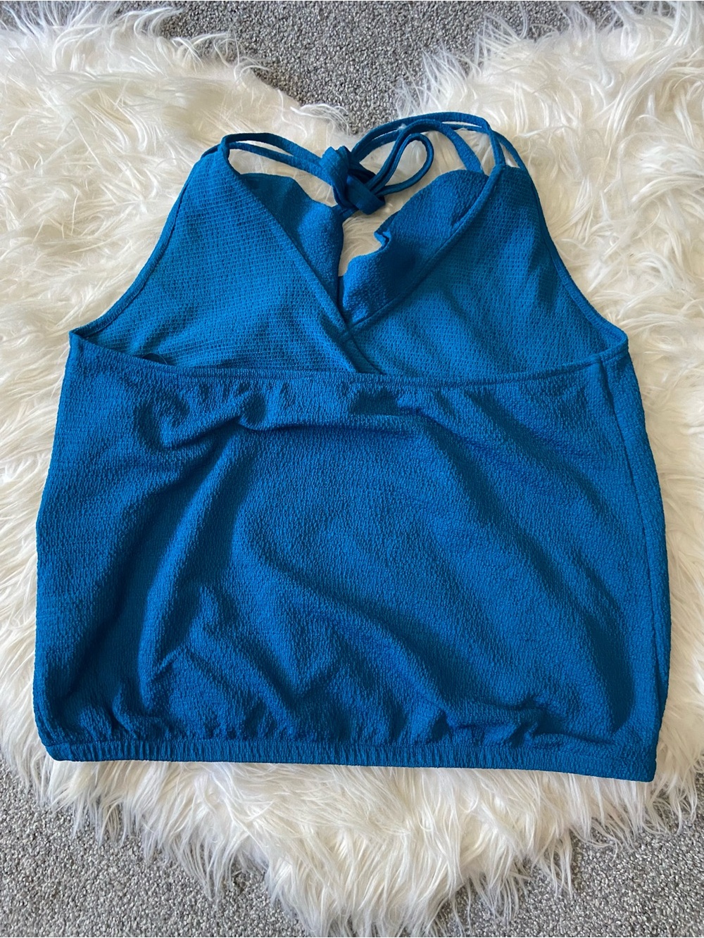 Express Blue Ruffle Halter Camisole - Picture 3 of 3